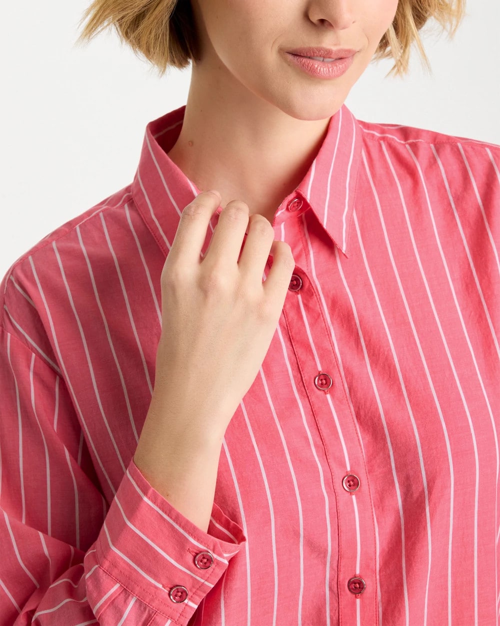 Chico's Quality | Cotton Voile Collared Striped Shirt
