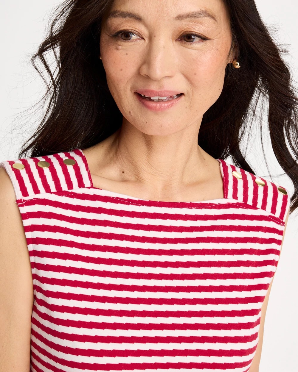 Chico's Hot Sale | Cotton Striped Button Tee