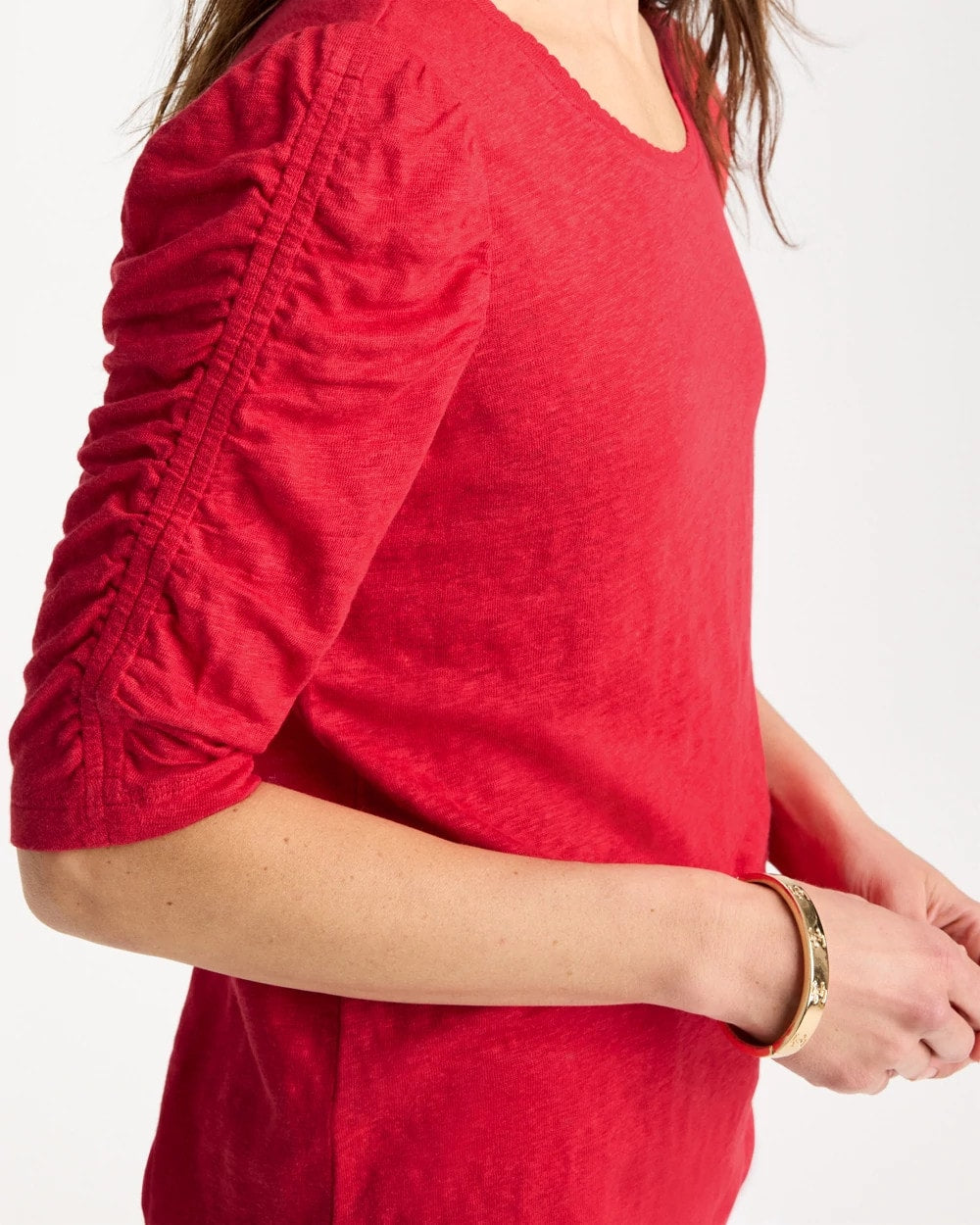 Chico's Everyday | Linen Ruched Sleeve Tee