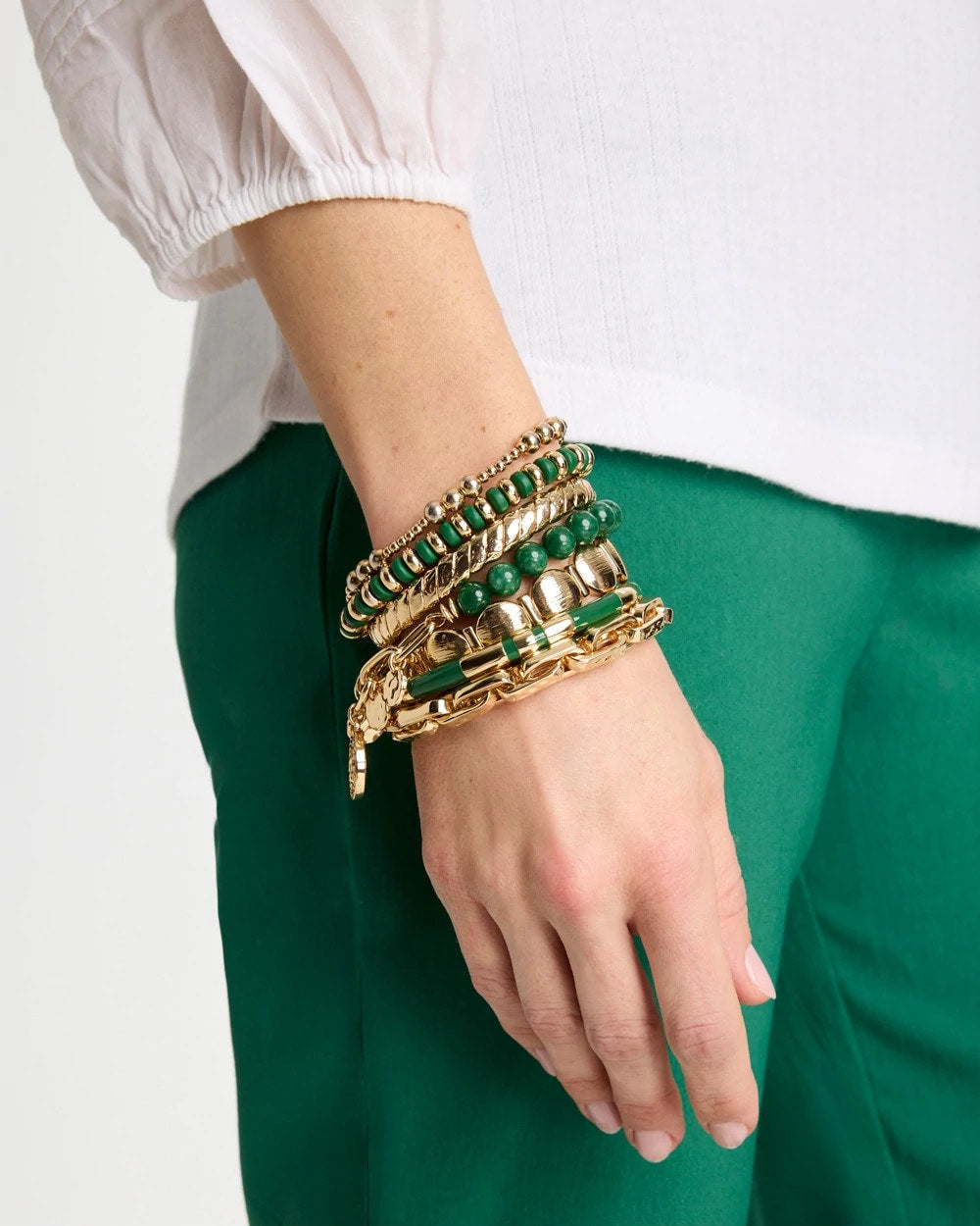 Chico's Special Offer | Green Enamel Hinge Bangle