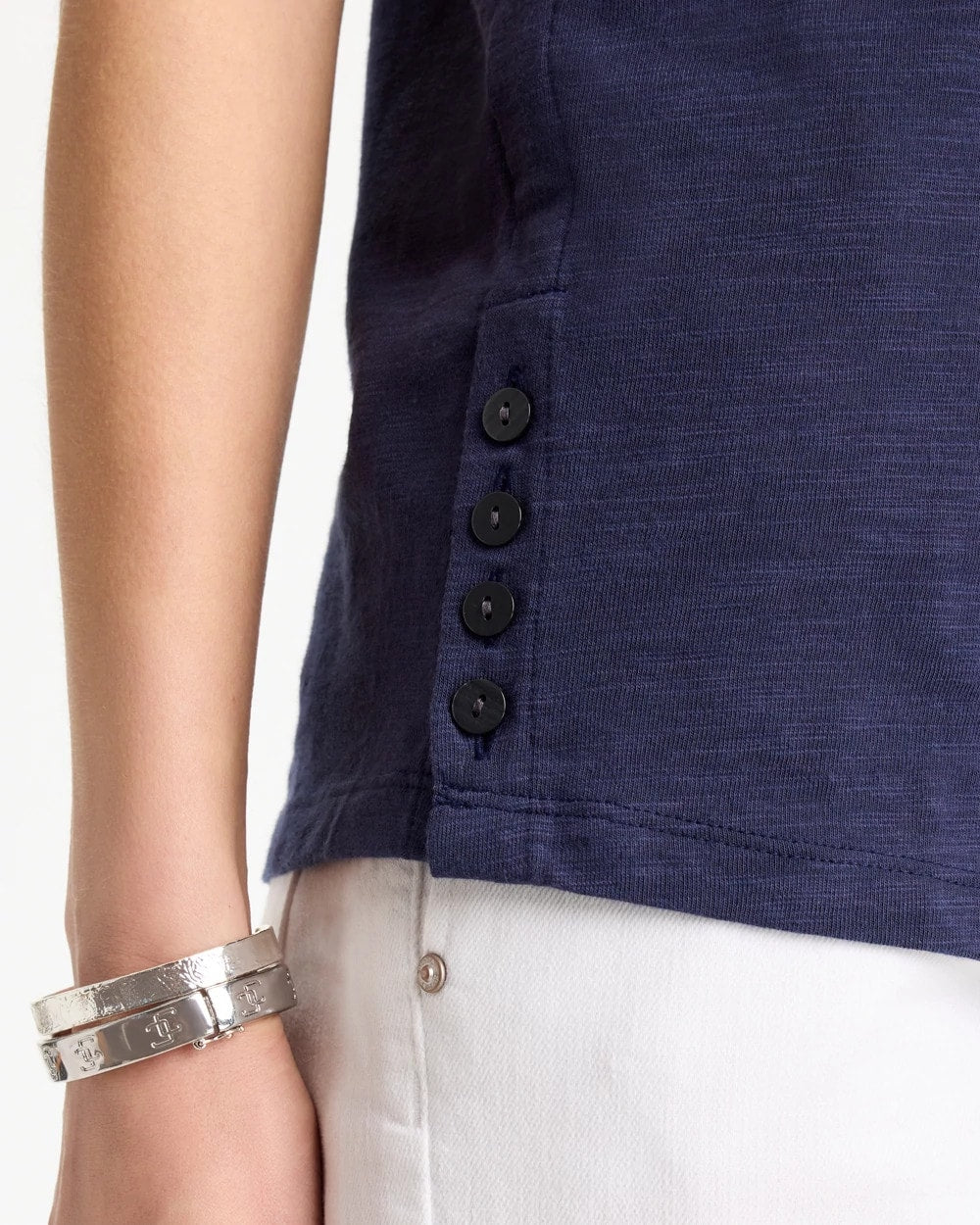 Chico's Featured | Cotton Slub Crewneck Button Tee