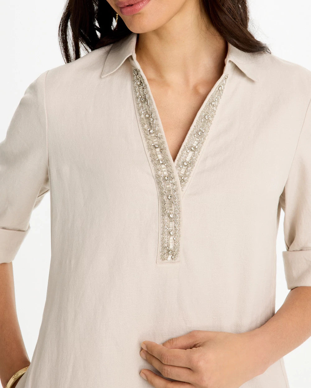 Chico's Exclusive | Embellished Linen Dress