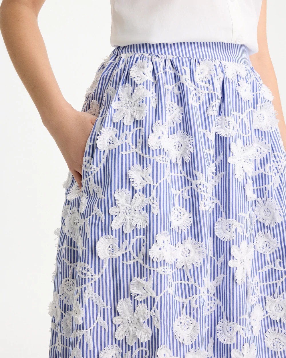 Chico's Trusted | Cotton Embroidered Floral Skirt