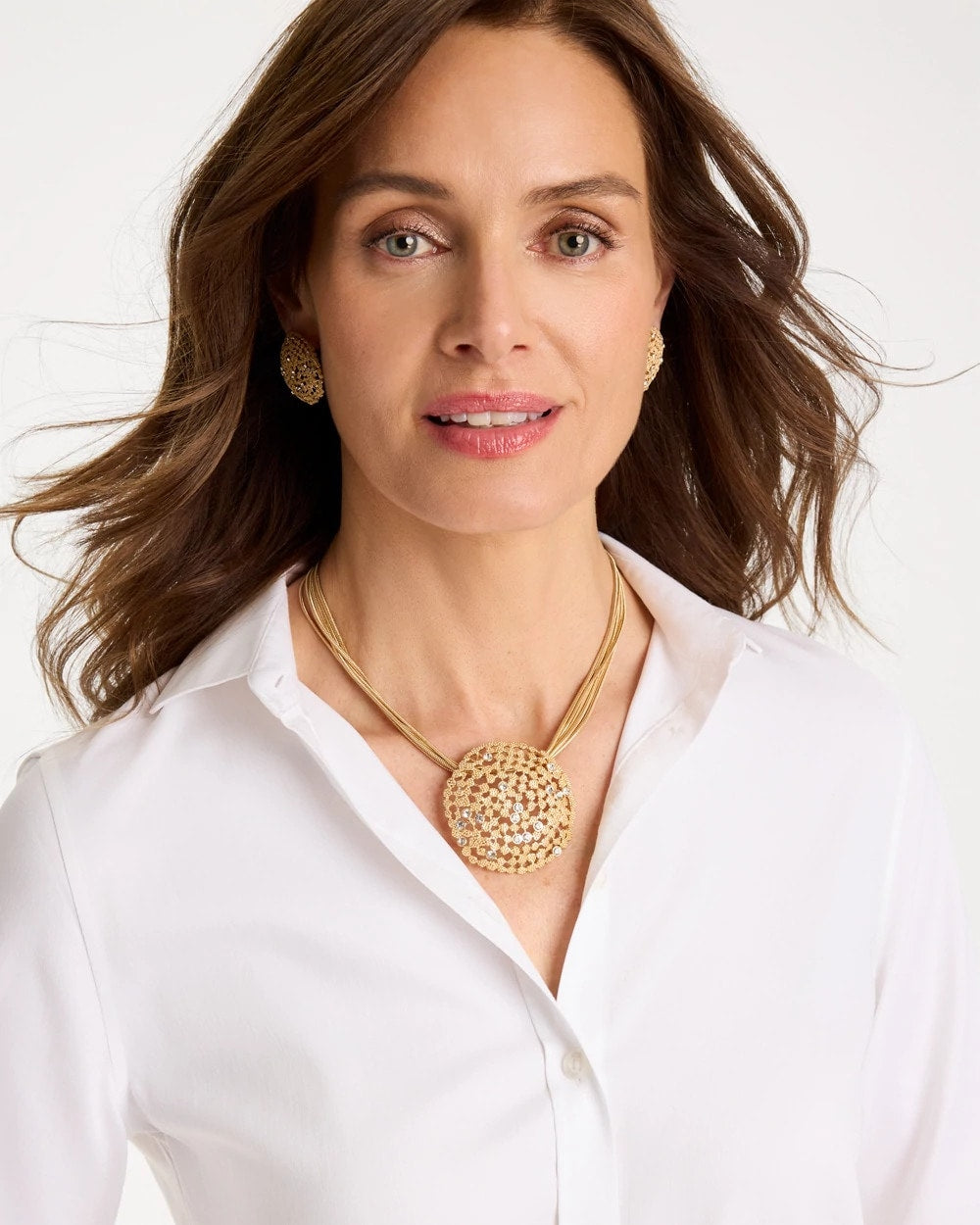 Chico's Recommended | Sea Foam Medallion Pendant Necklace