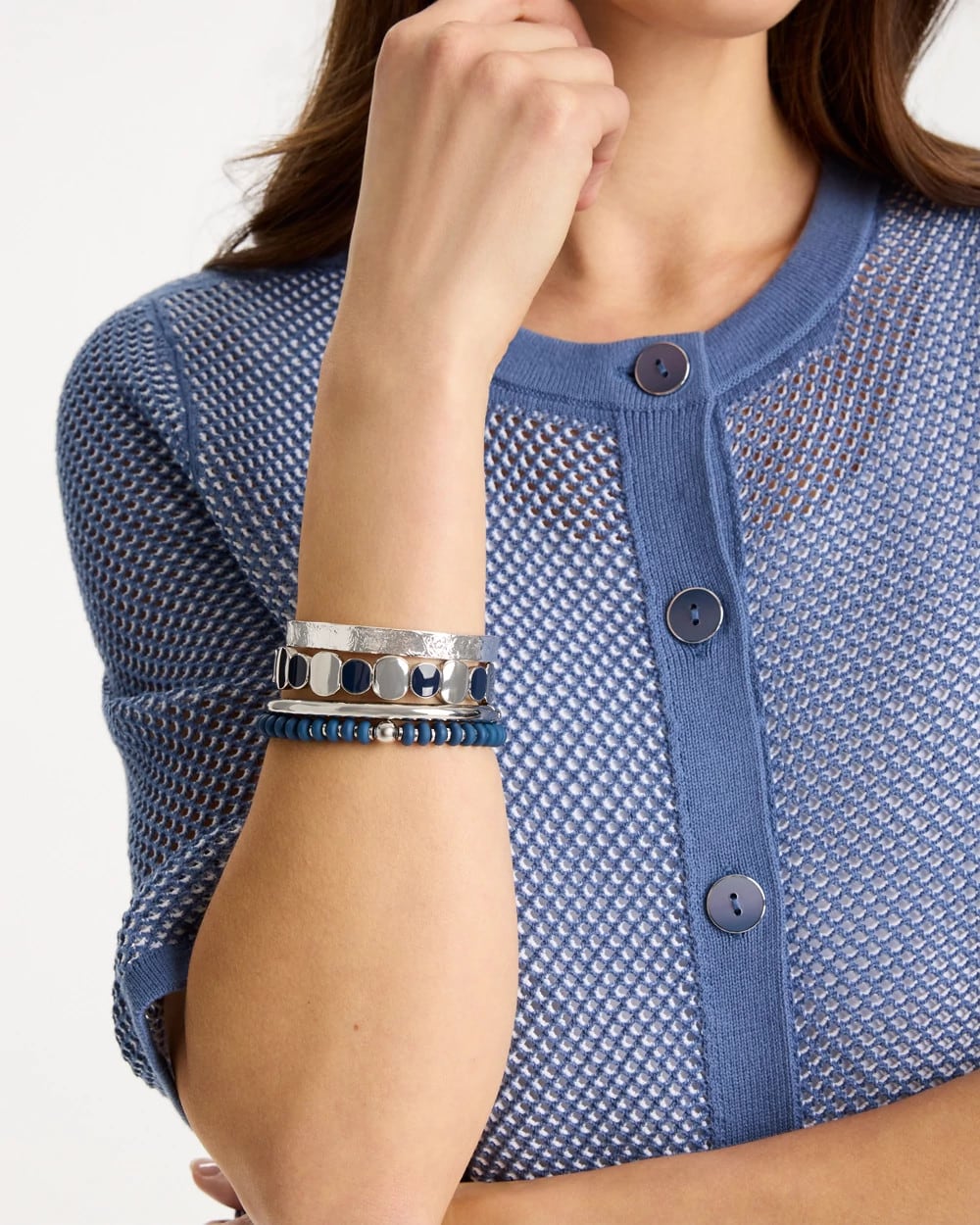 Chico's Latest | Navy Resin Glam Stretch Bracelet