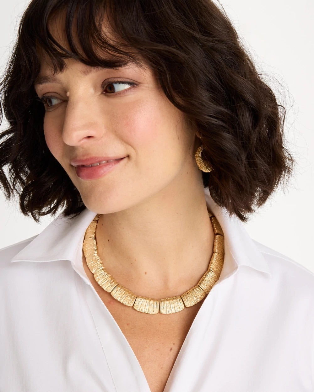 Chico's Trending | Crinkle Goldtone Collar Necklace