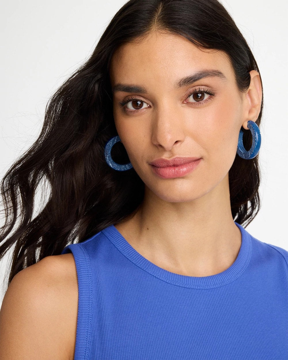 Chico's Top Pick | Blue-Neutral Wood Hoop Earrings