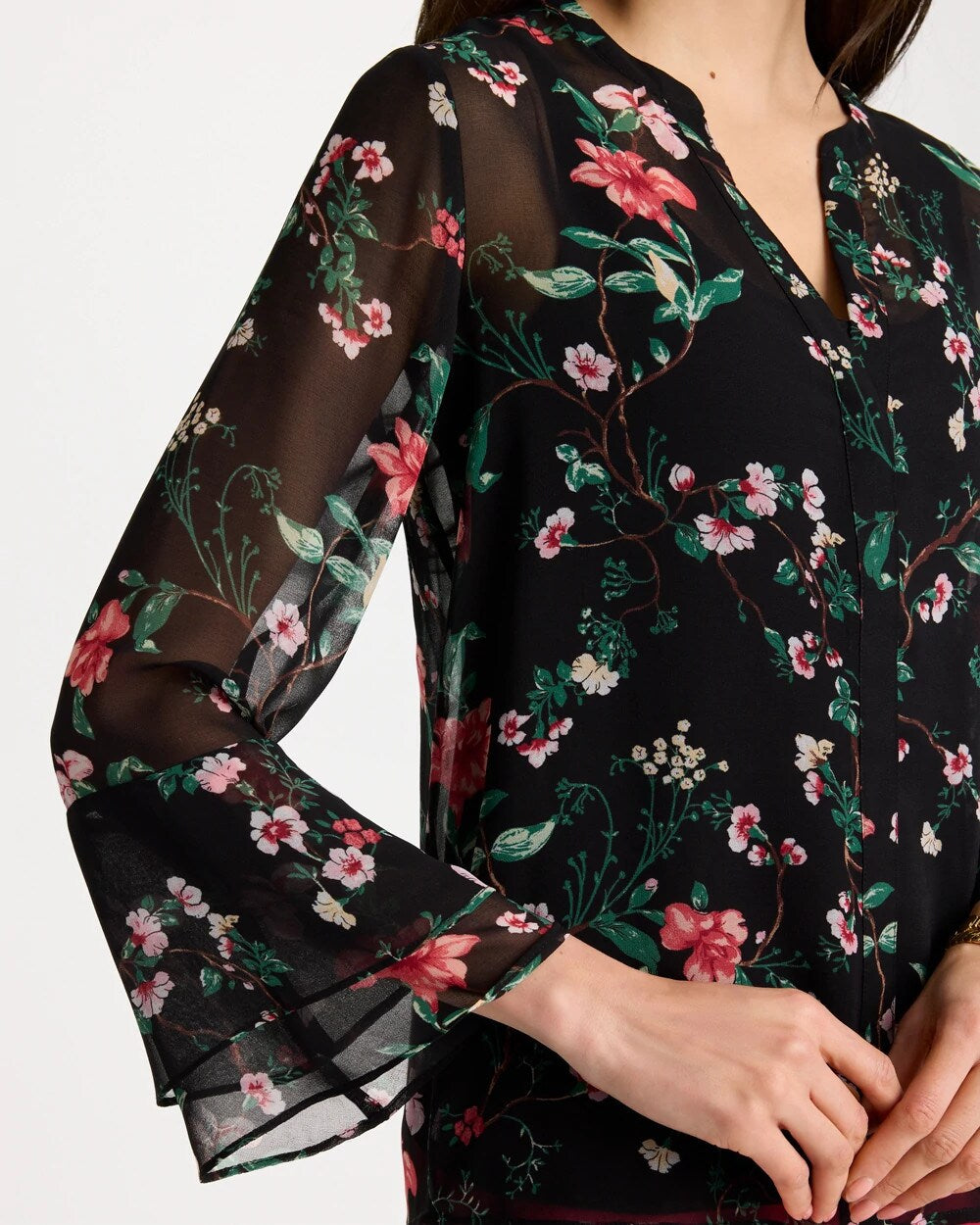 Chico's Discount | Georgette Ruffled Cuff Blouse