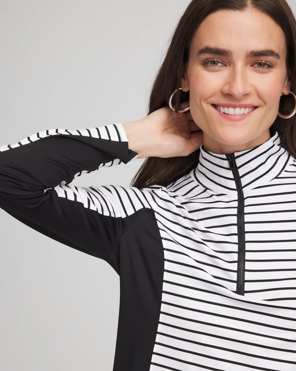 Chico's Quality | Zenergy® UPF Striped Block Half Zip