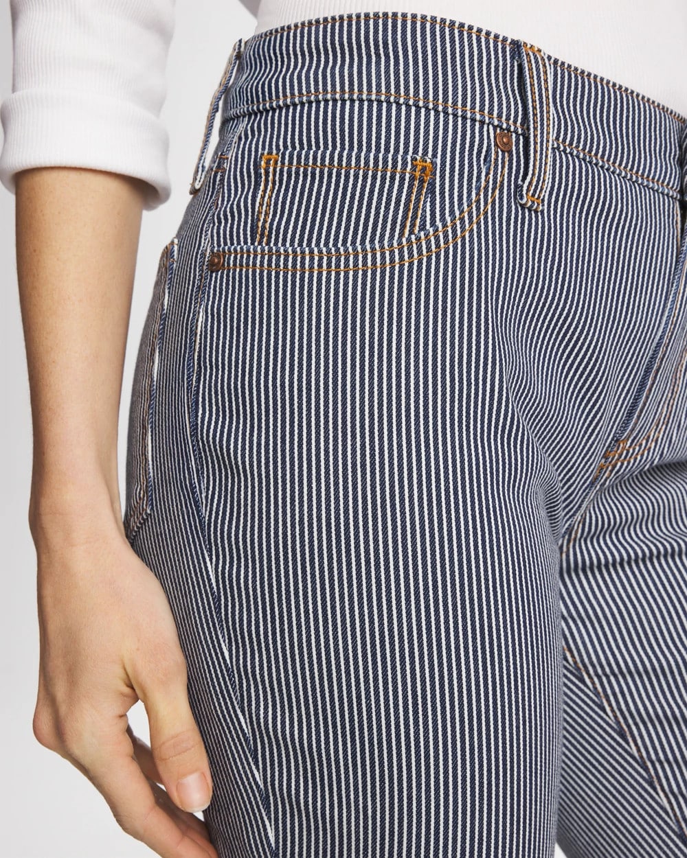 Chico's New | Pinnacle Stripe Girlfriend Ankle Jeans
