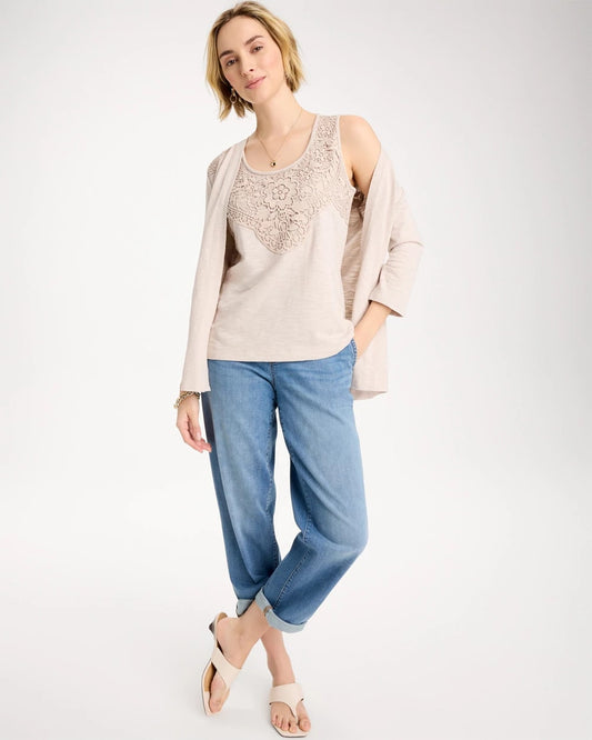 Chico's Best Seller | Embroidered Cotton Slub Scoopneck Tank