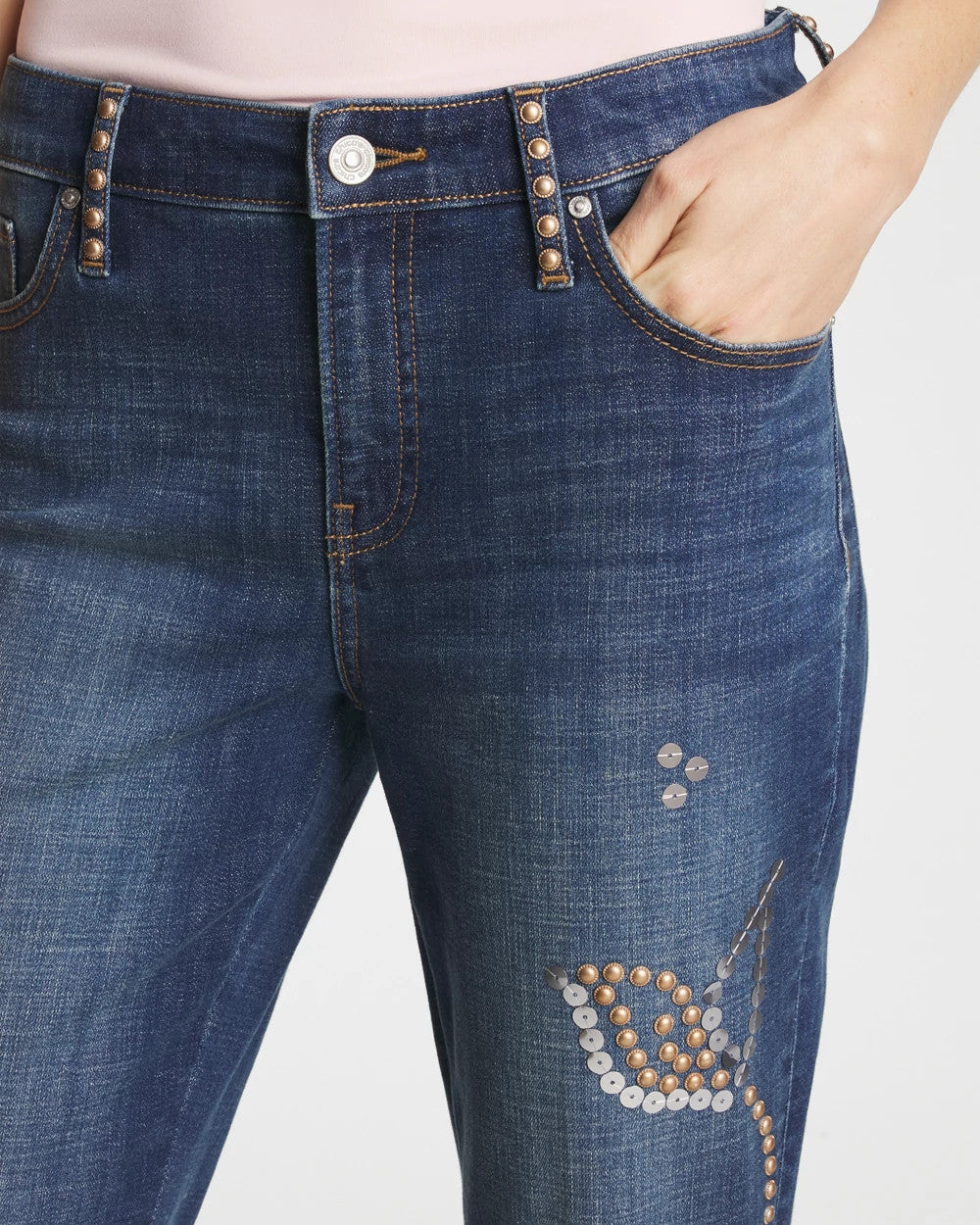 Chico's Smart Buy | Embellished Girlfriend Cropped Flared Jeans