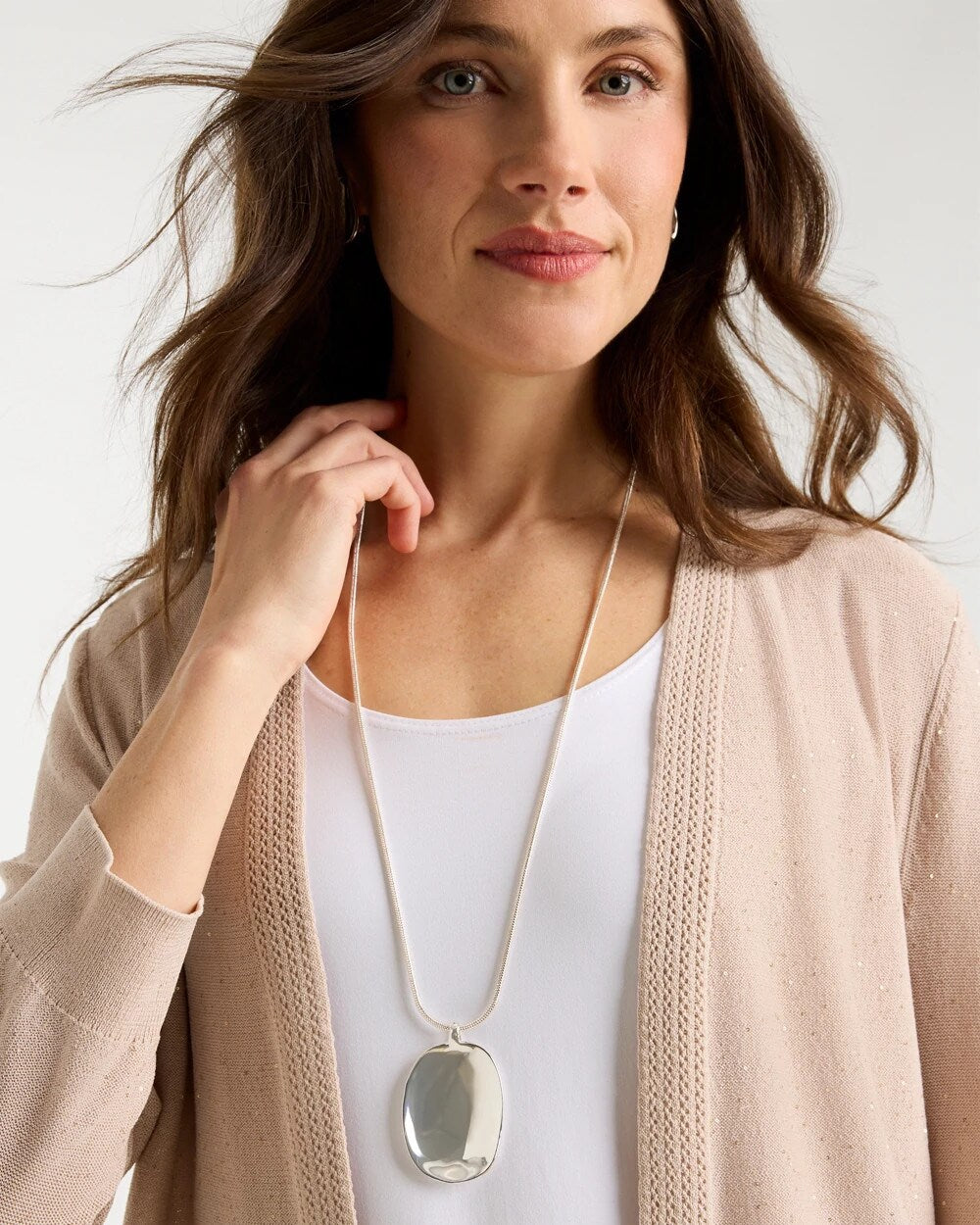Chico's Best Price | Adjustable Silvertone Pendant Necklace