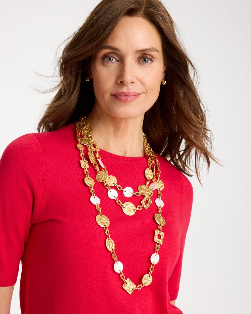 Chico's Trusted | Pearl Hammered Long Necklace