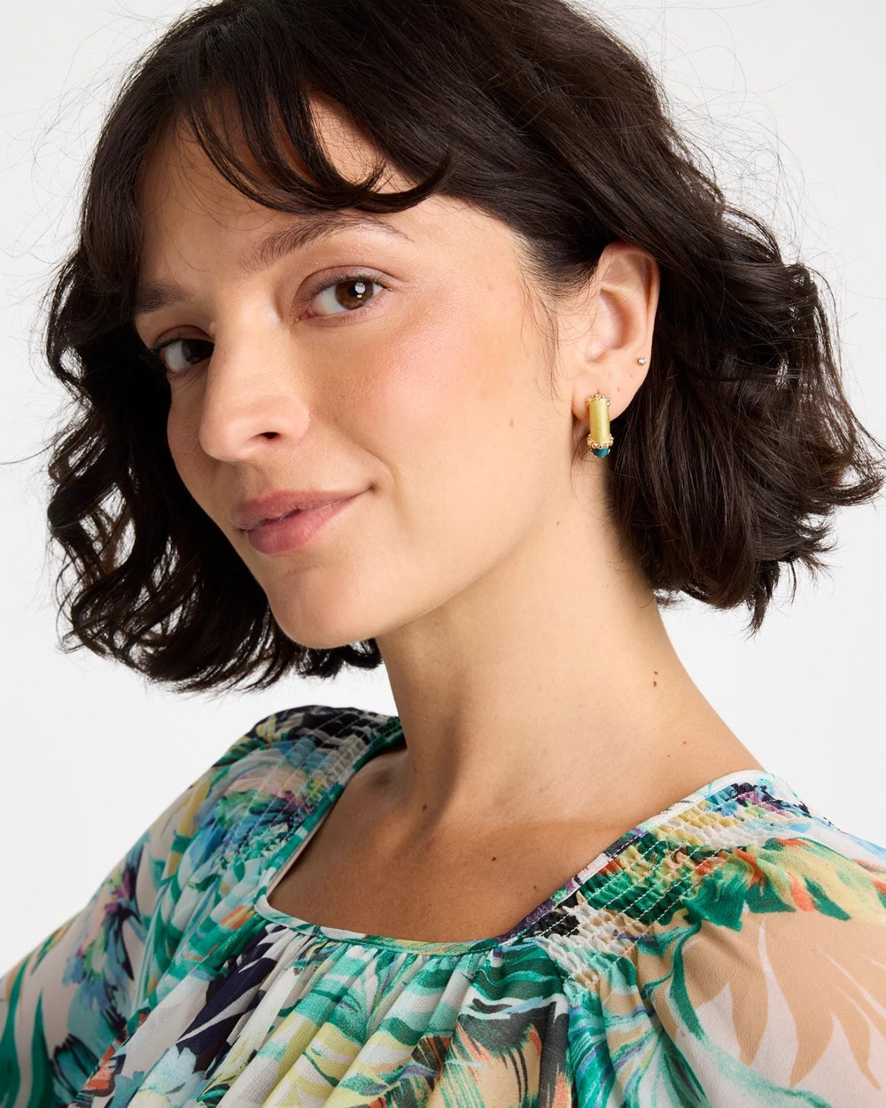 Chico's Top Pick | Goldtone Two-Tone Threaded Hoop Earrings