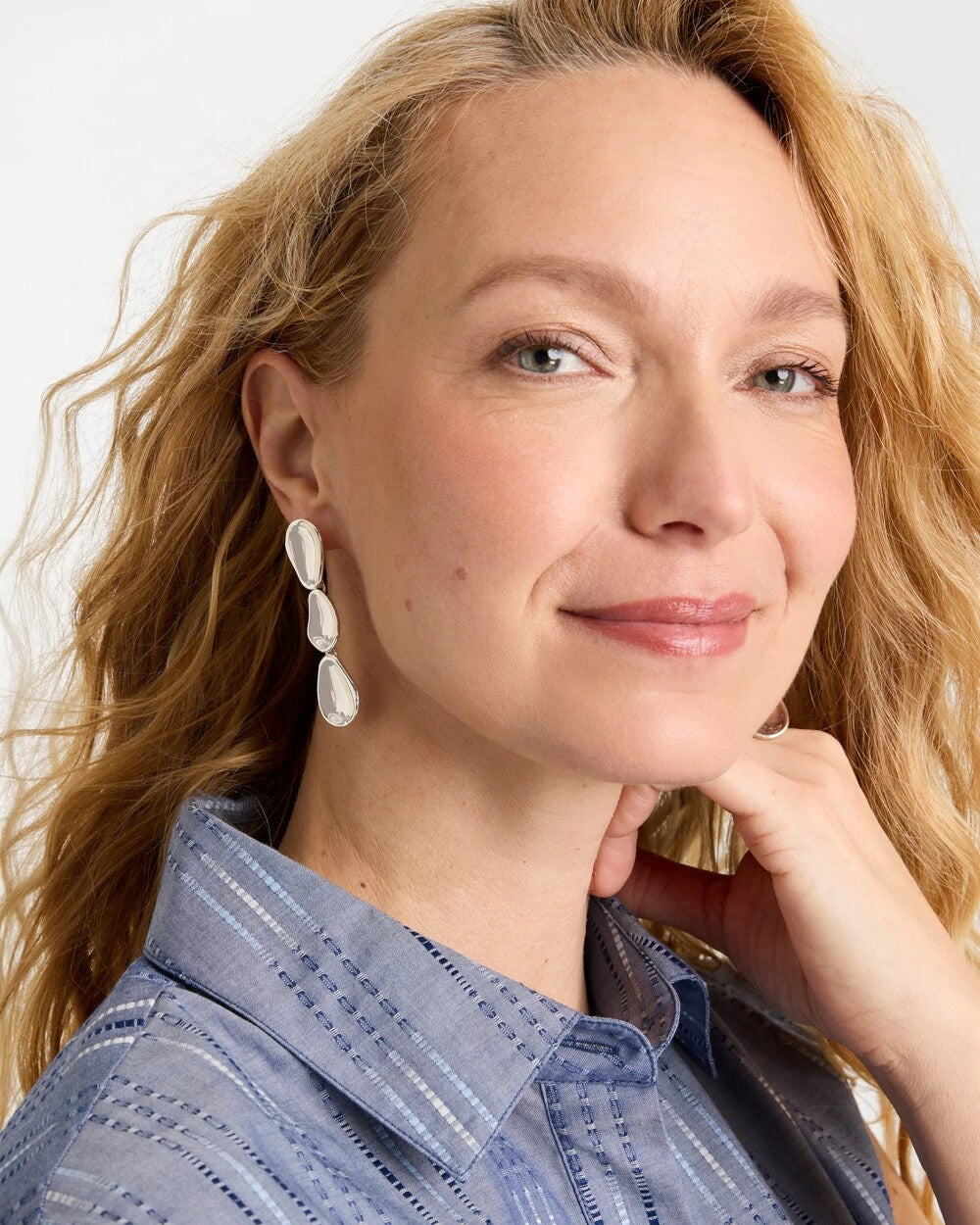 Chico's Everyday | Silvertone Linear Drop Earrings