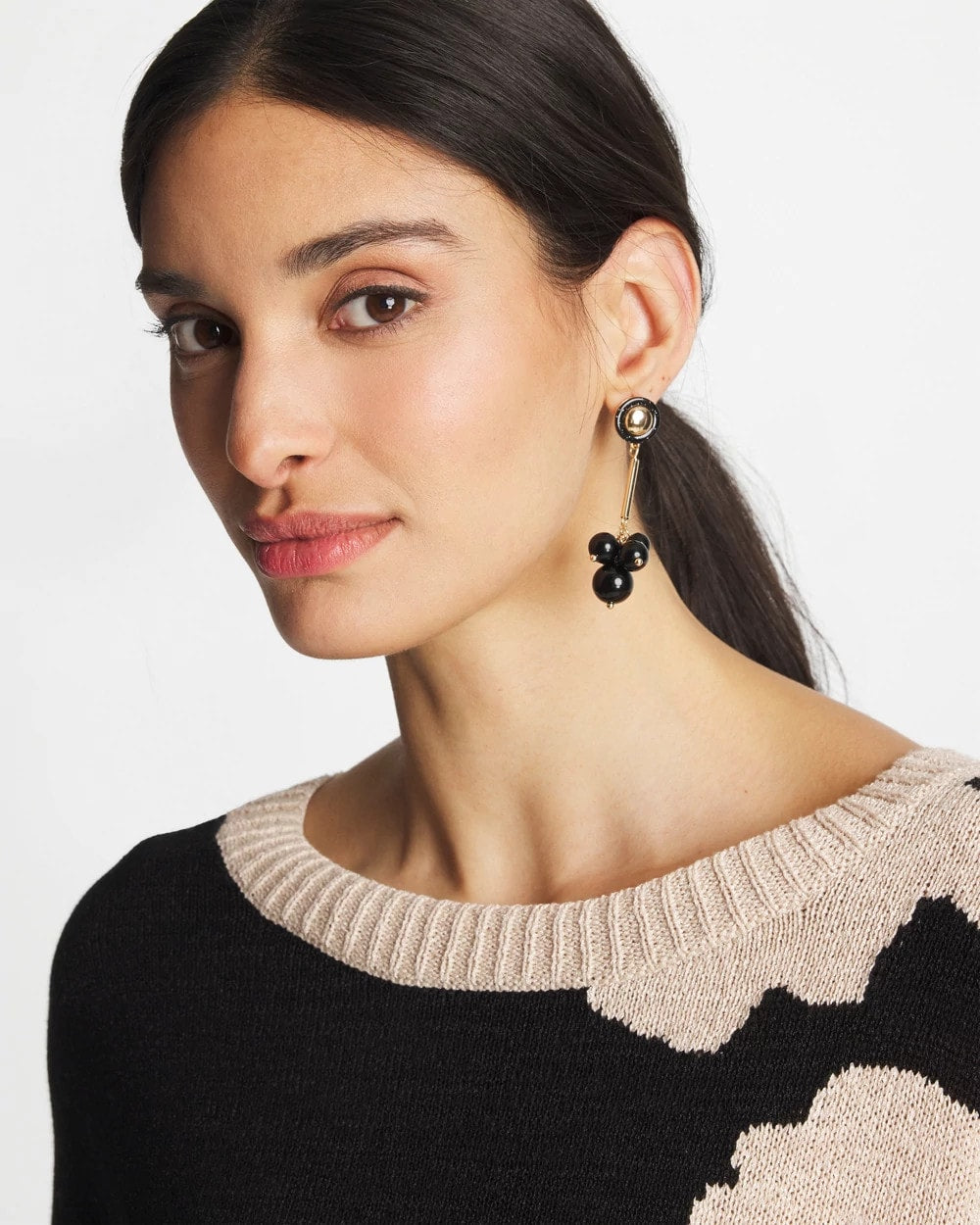 Chico's Essential | Linear Black Bead Cluster Earrings