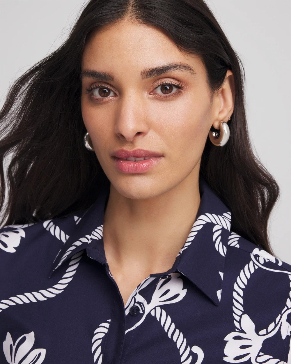 Chico's Discount | Silver Puff Hoop Earrings