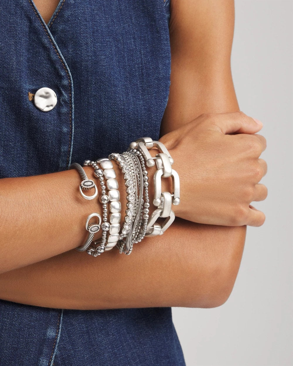 Chico's Trusted | Silvertone Stretch Bracelet