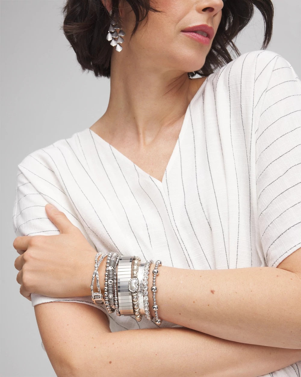 Chico's Customer Favorite | Silver Tone Stretch Watchband Bracelet