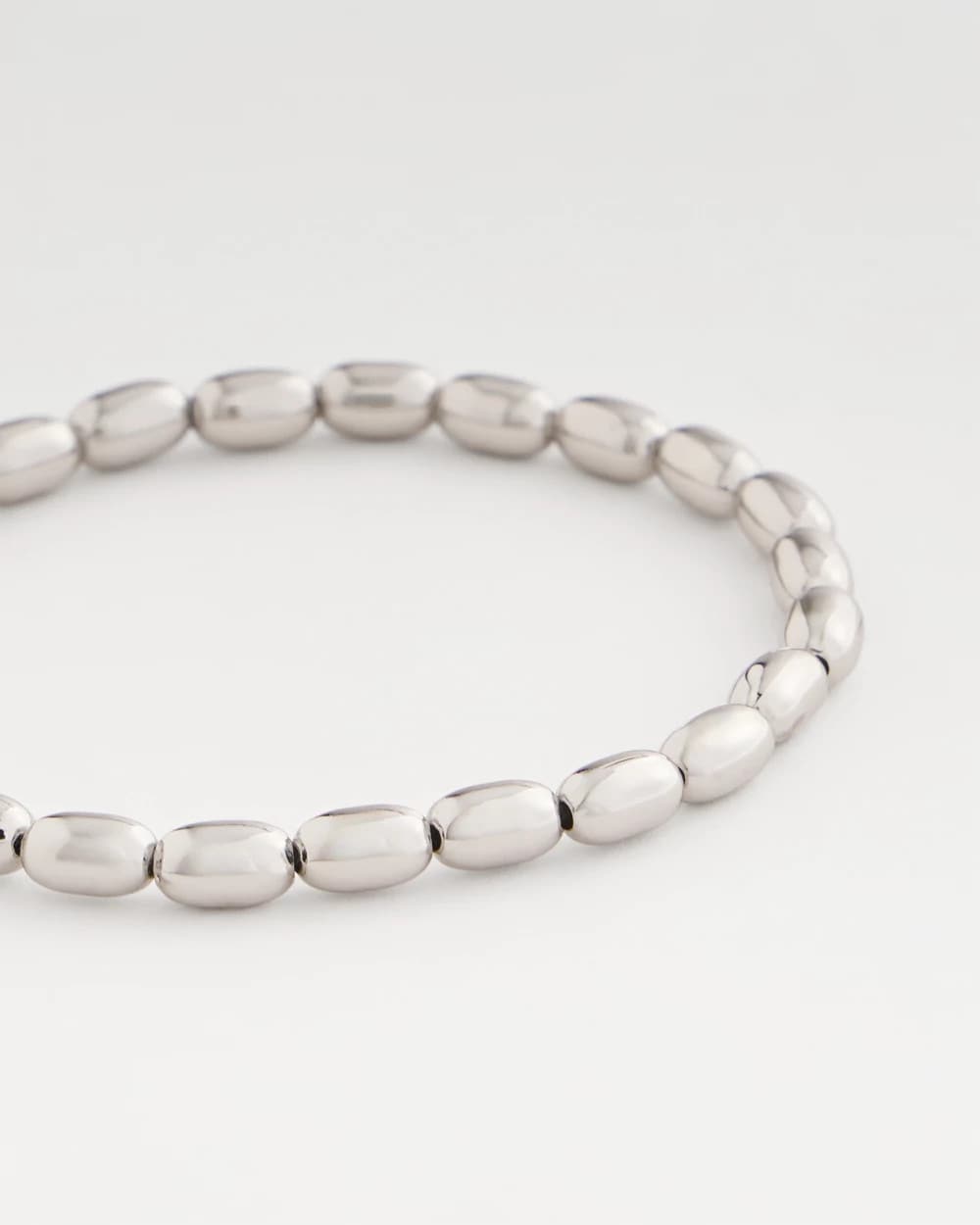 Chico's Latest | Silvertone Oval Beaded Stretch Bracelet