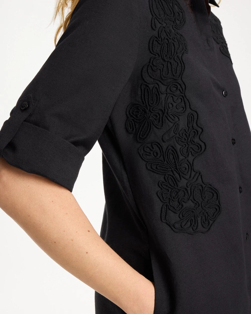 Chico's Trending | Embellished Linen-Cotton Shirtdress