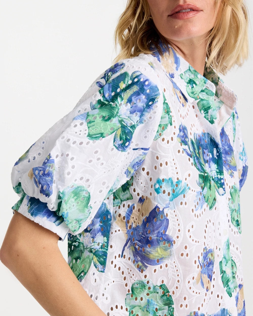 Chico's Popular | Floral Paisley Eyelet Blouse