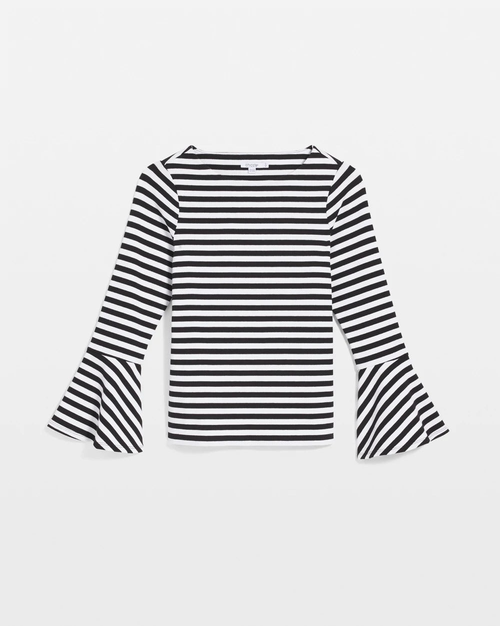 Chico's Value | Striped Rib Knit Bell Sleeve Top