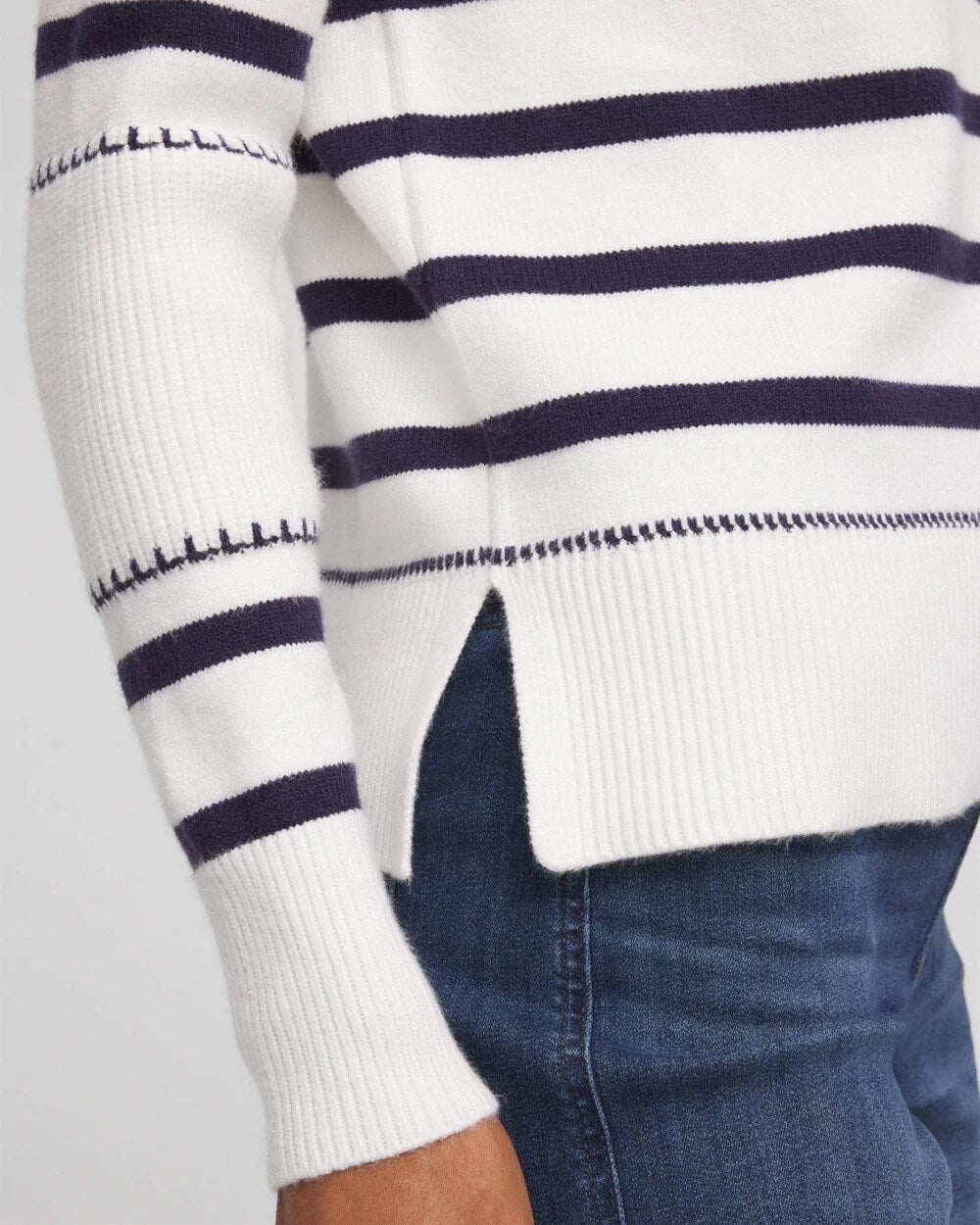 Chico's Deals | Striped Relaxed Mockneck Pullover