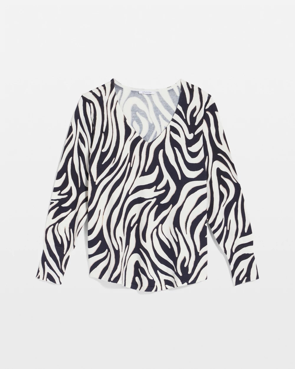 Chico's New | Ella Zebra V-Neck Pullover Sweater