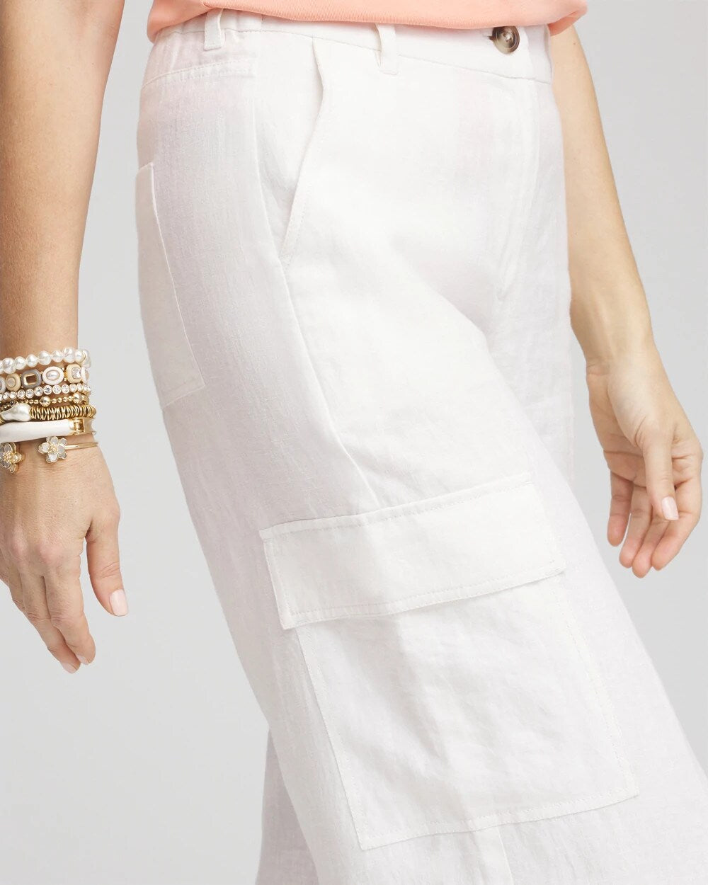 Chico's Trusted | Linen Cargo Wide-Leg Cropped Pants