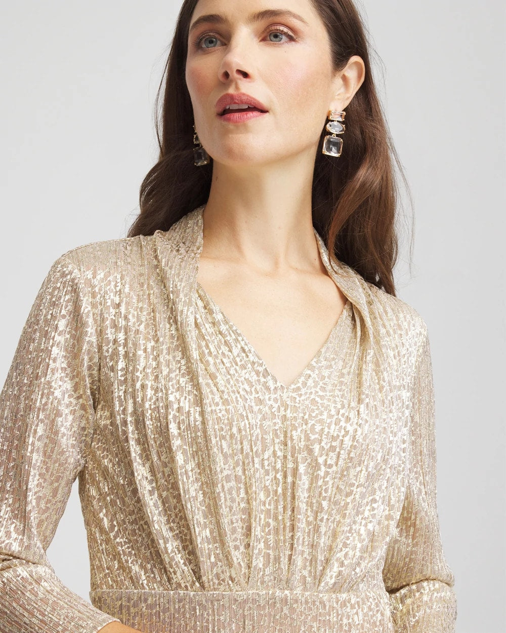 Chico's Trending | Metallic Knit Pleated Maxi Dress