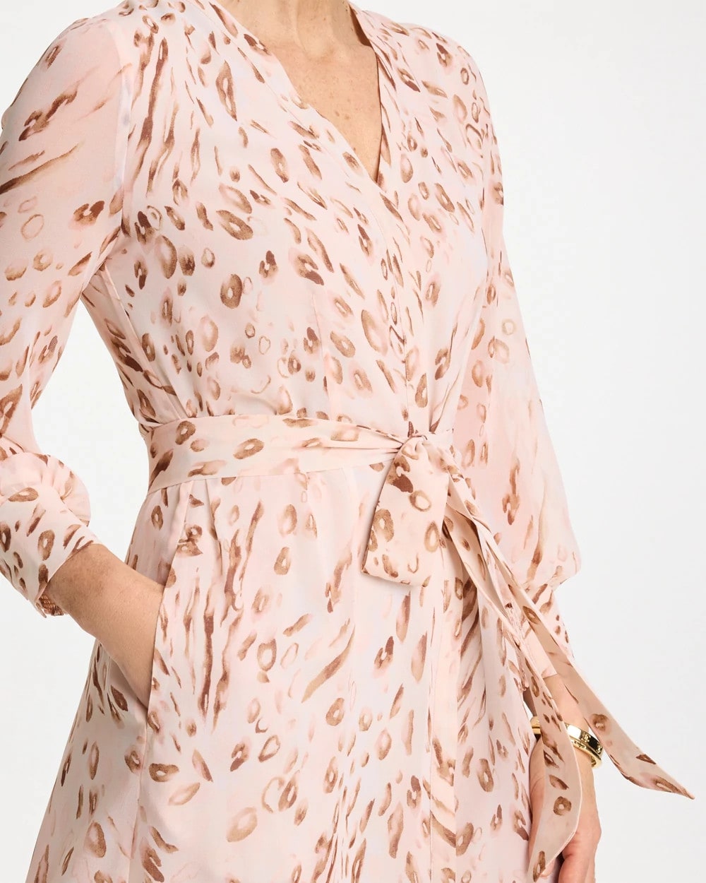 Chico's Exclusive | Cheetah Georgette Tie Shirtdress