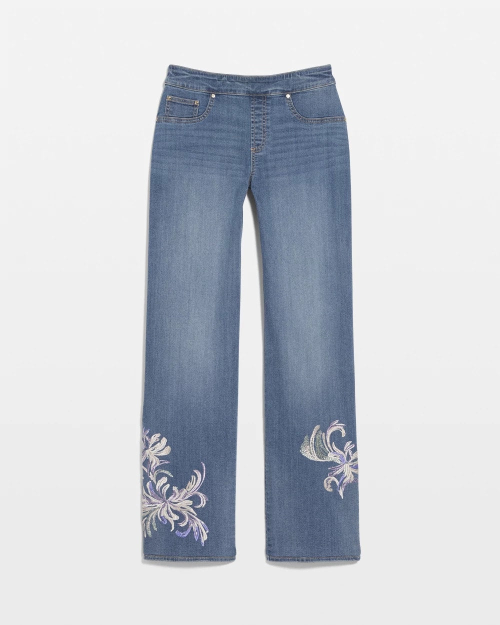 Chico's Best Seller | Embroidered Pull-On Wide-Leg Jeans