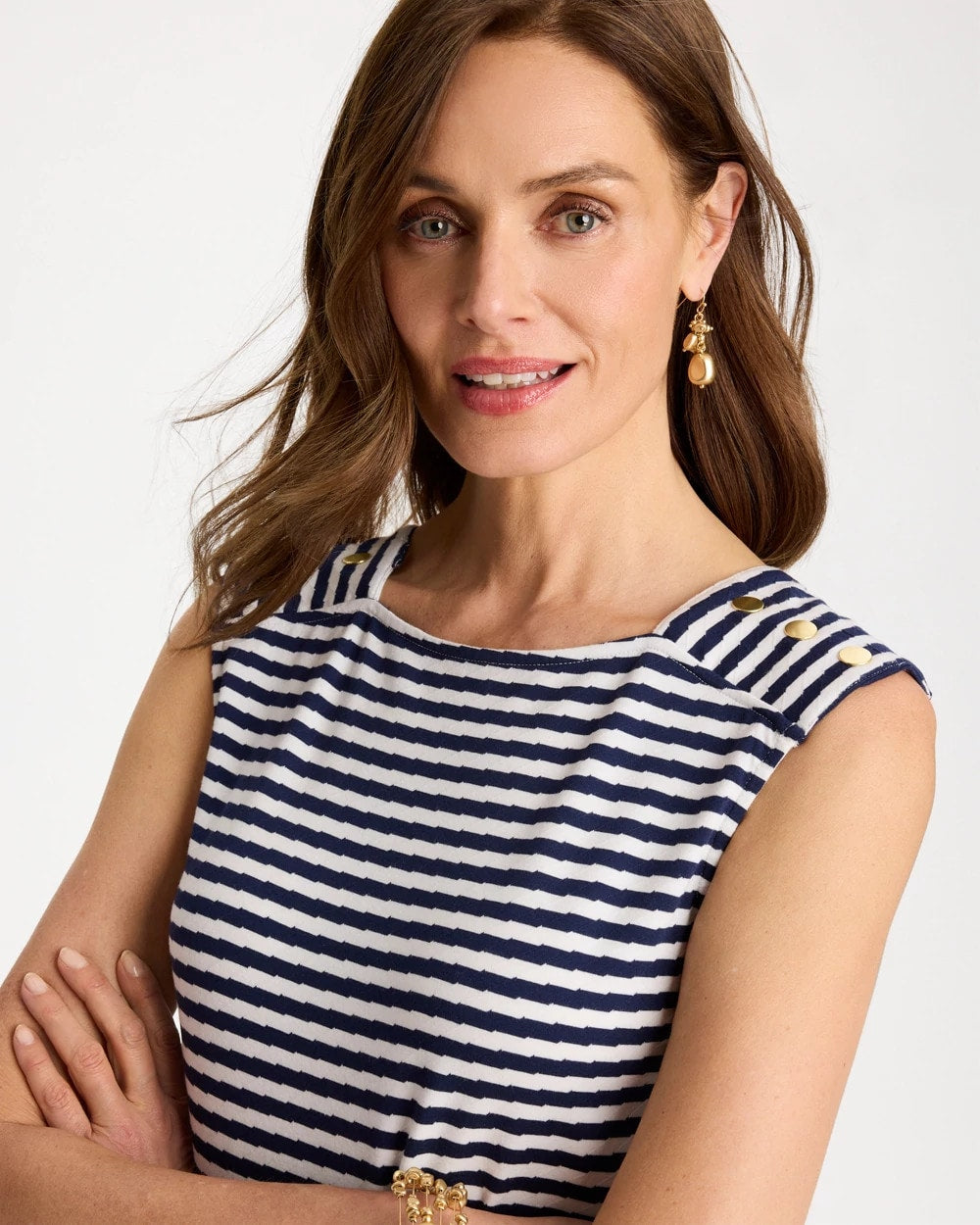 Chico's Special Offer | Cotton Striped Button Tee