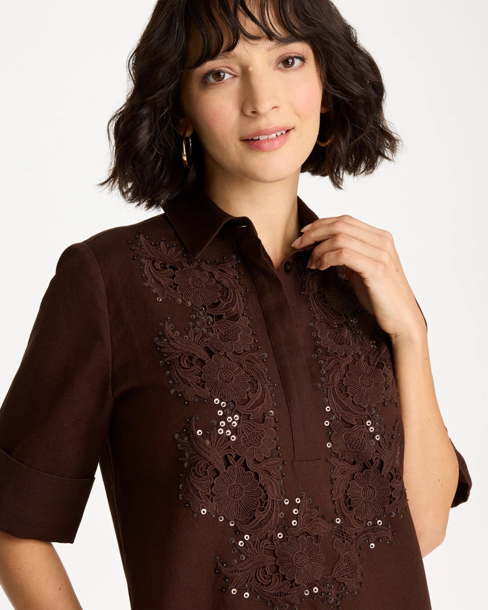 Chico's Popular | Embellished Linen Popover Dress
