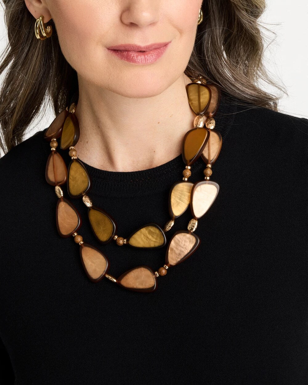 Chico's Top Pick | Neutral Double Strand Geo Necklace