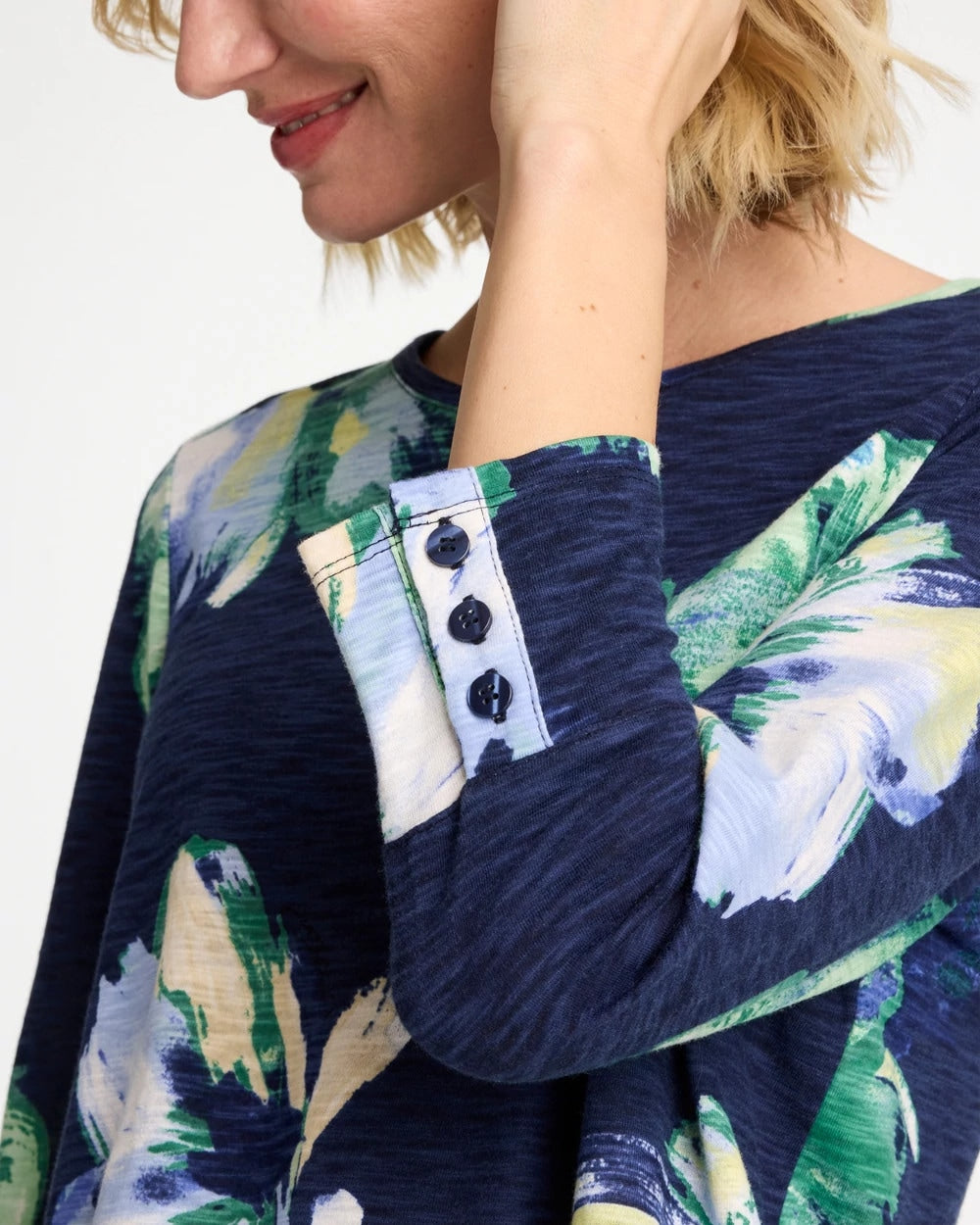 Chico's Everyday | Printed Slub Button Detail Tee