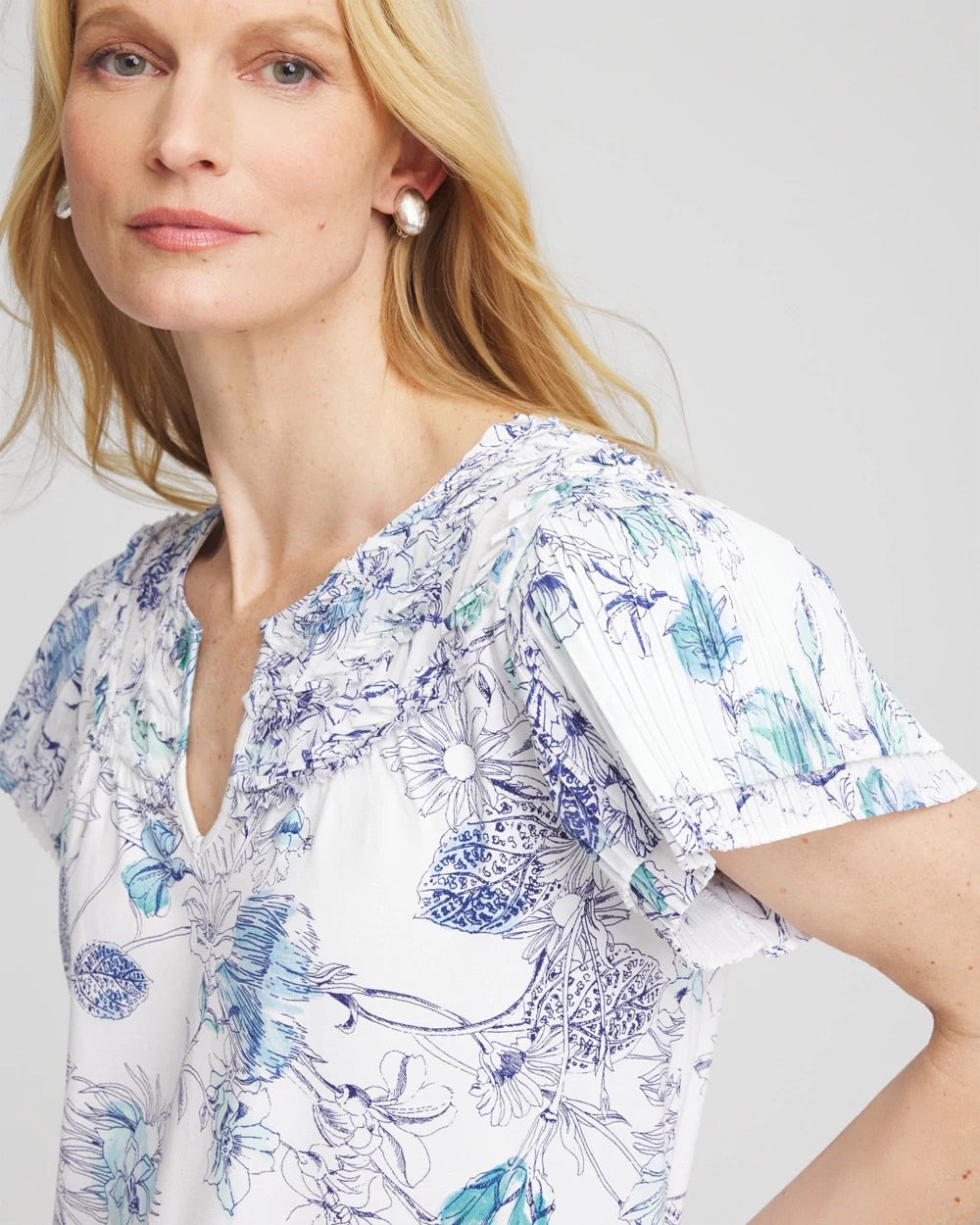 Chico's Trusted | Touch of Cool™ Floral Flutter Sleeve Tee