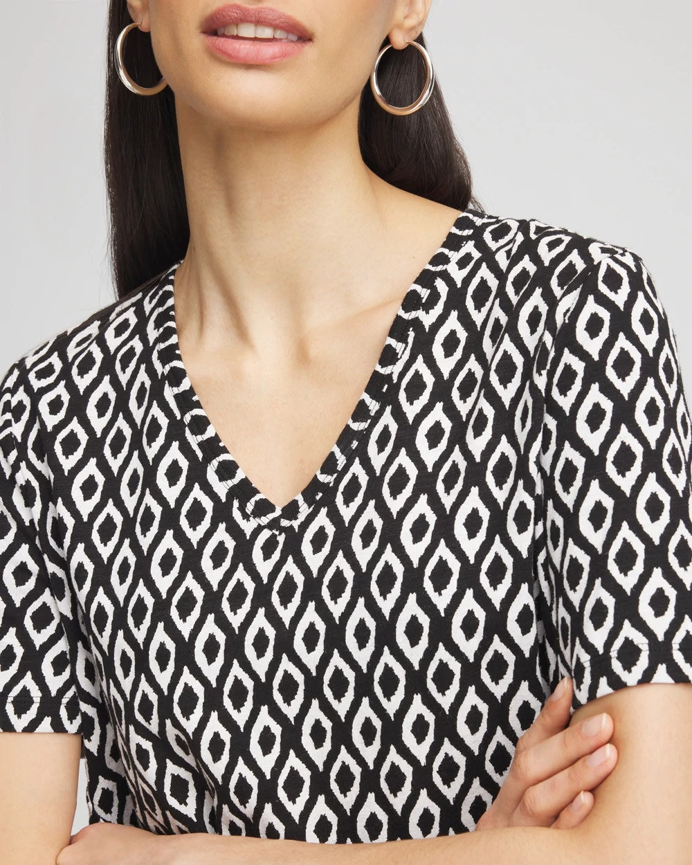 Chico's Premium | Graphic Slub V-Neck Tee