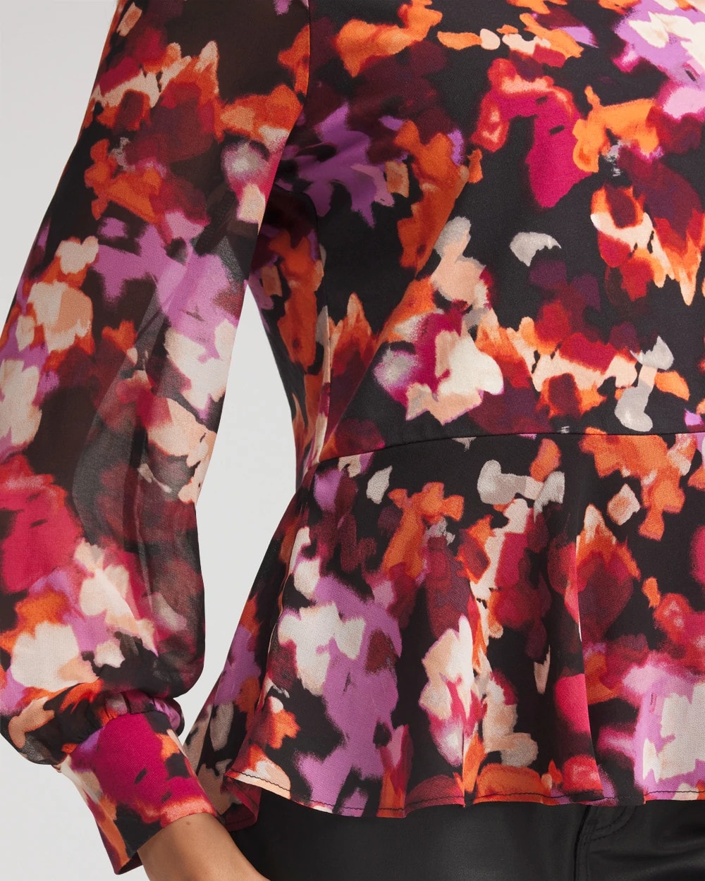 Chico's Popular | Printed Chiffon Peplum Top