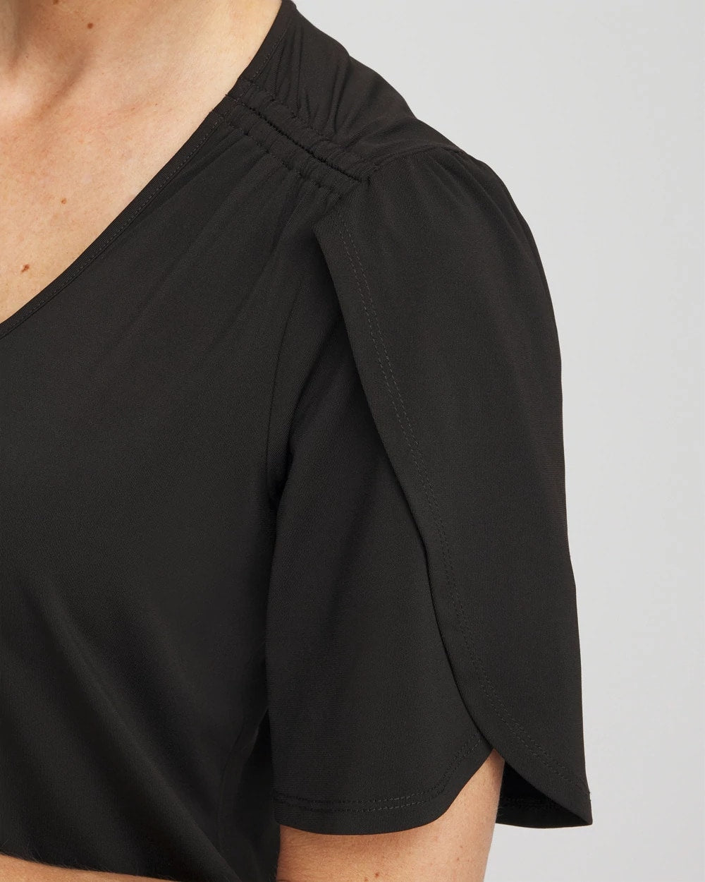 Chico's New | Petal-Sleeve Voop Neck Tee