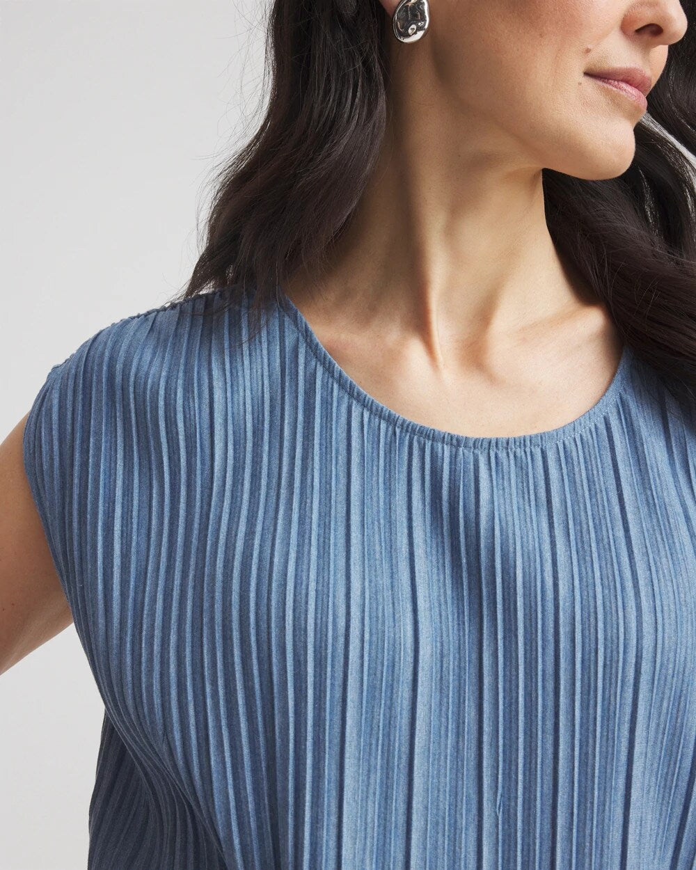 Chico's New | Melange Pleated Bubble-Hem Top