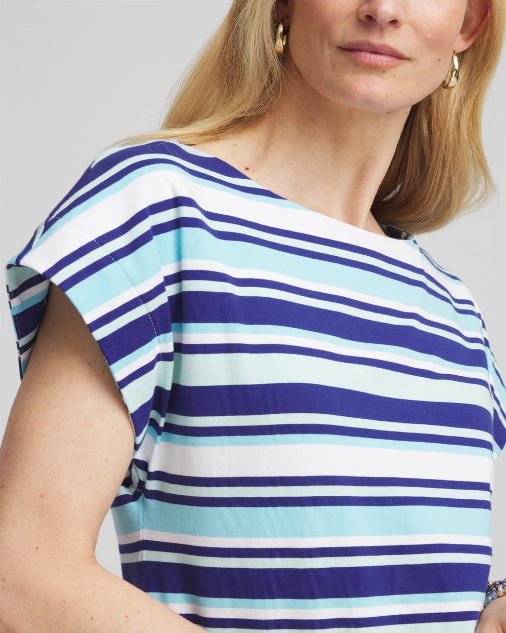 Chico's Special Offer | Stripe Modern Cap Sleeve Tee