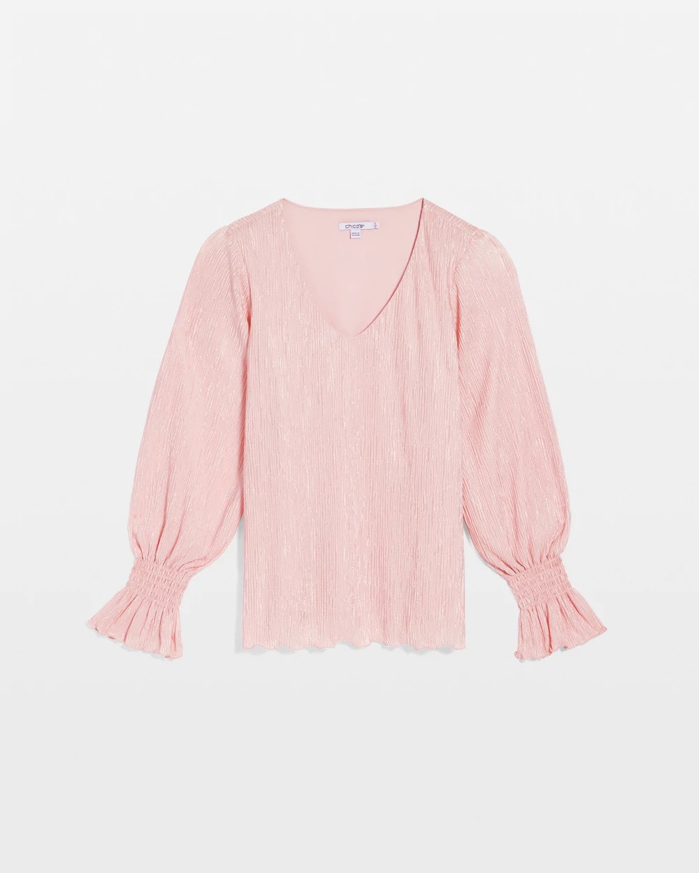 Chico's Signature | Crinkle Bodre Voop Neck Top