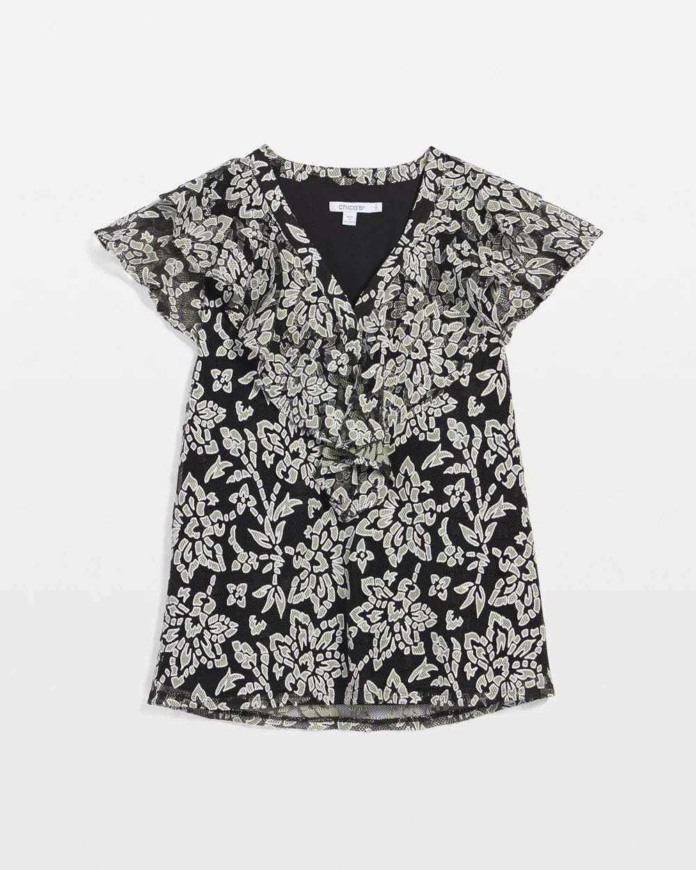 Chico's Special Offer | Lace Floral-Burnout Henley Tee