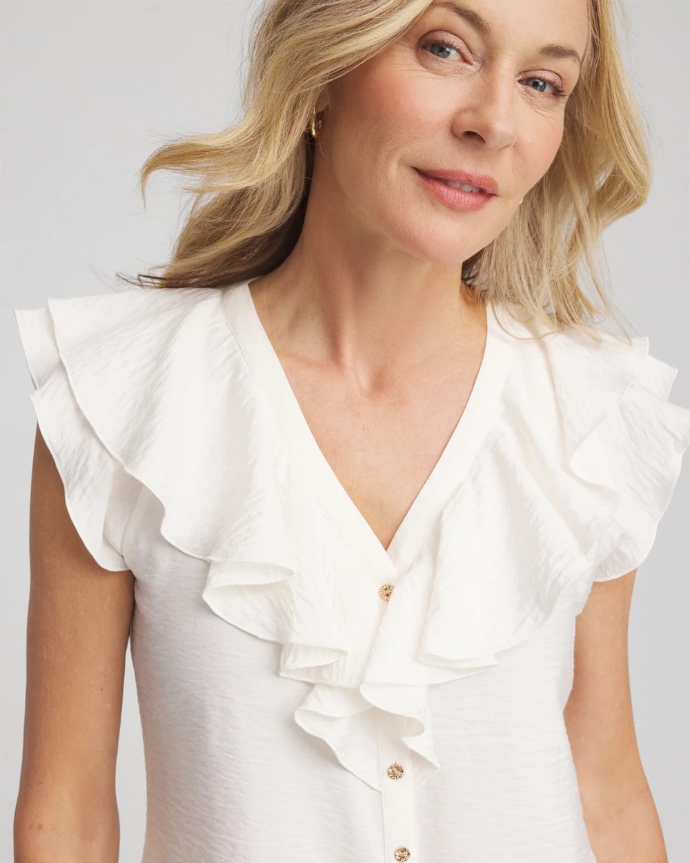 Chico's Best Seller | Crepe Ruffle-Trim Blouse