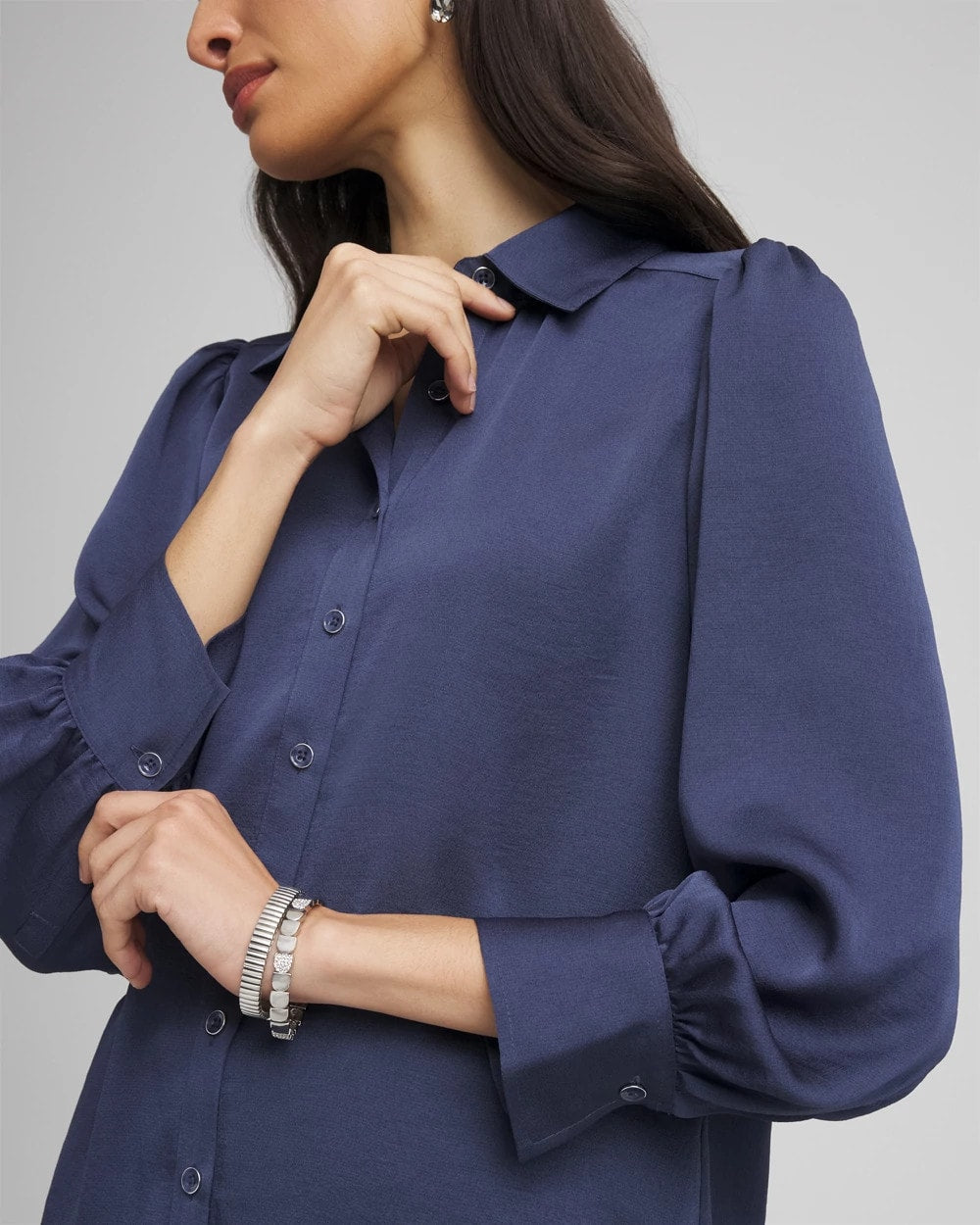 Chico's Great Value | Puff Sleeve Satin Blouse