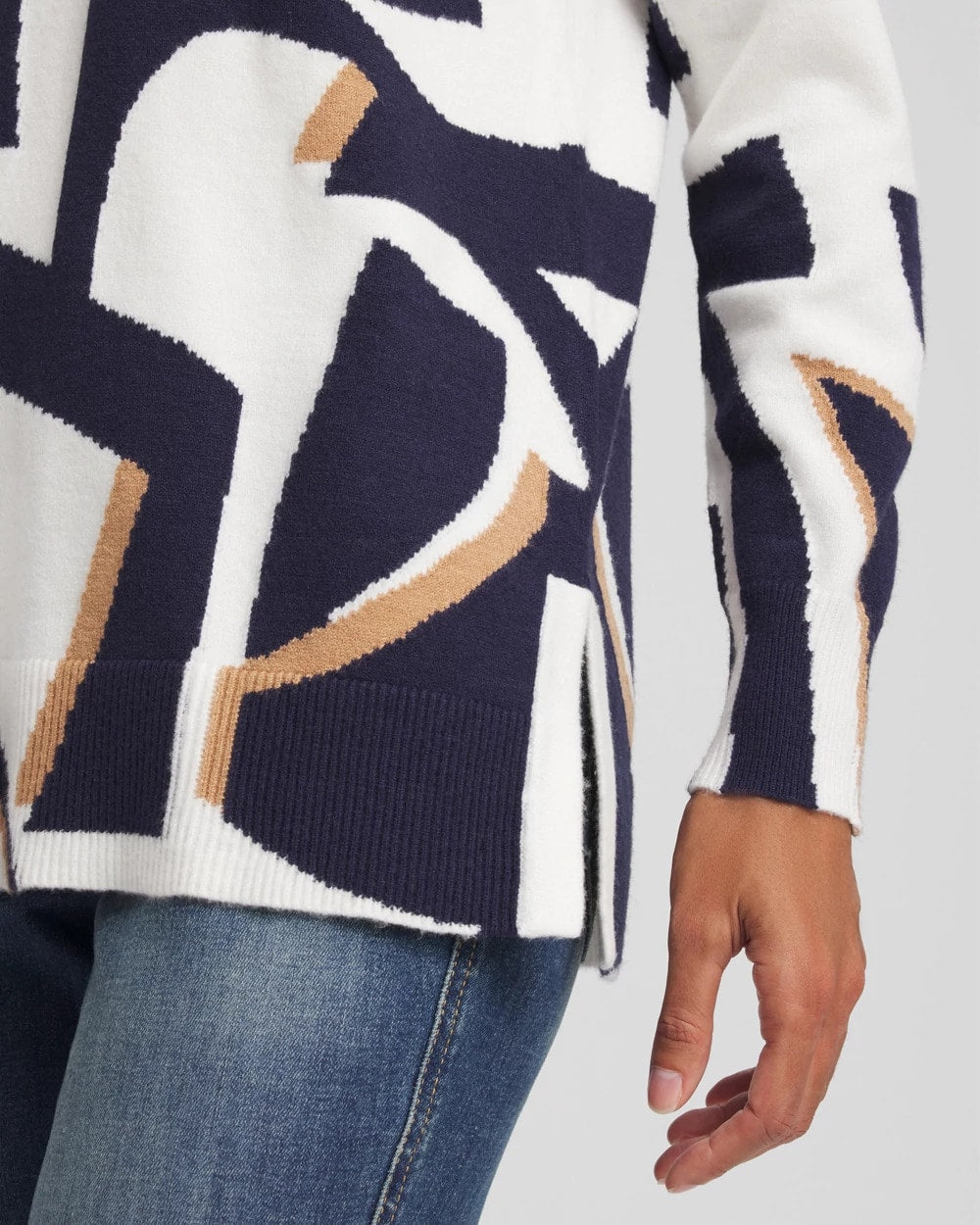Chico's Signature | Geo Intarsia V-Neck Tunic