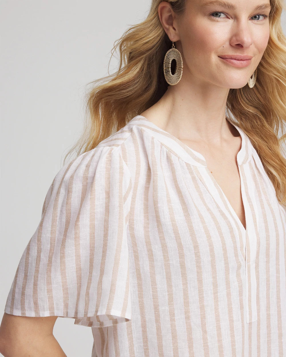 Chico's Popular | Striped Linen Popover Shirt